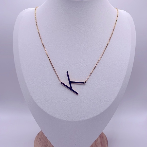 18K Gold Plated Initial Letter “K” Pendant Necklace - Picture 1 of 6